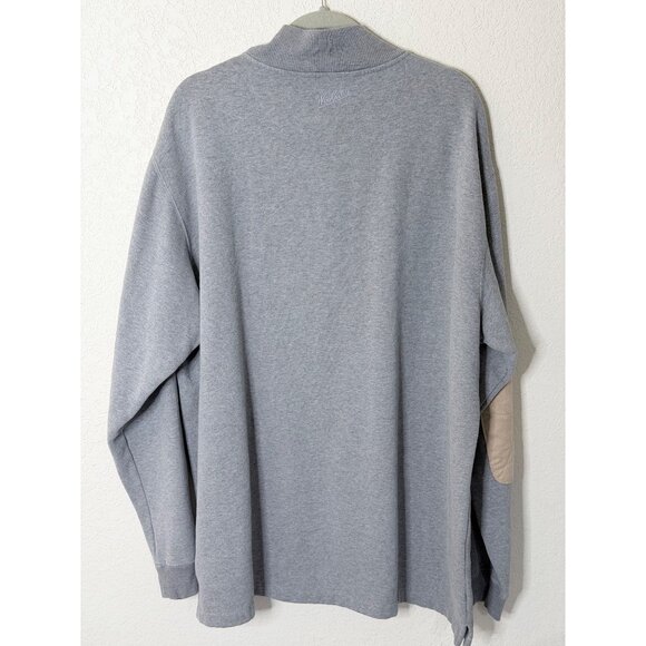 Woolrich Pullover 1/4 Zip Sweatshirt Mens XXL Grey Elbow Patches - Picture 3 of 14